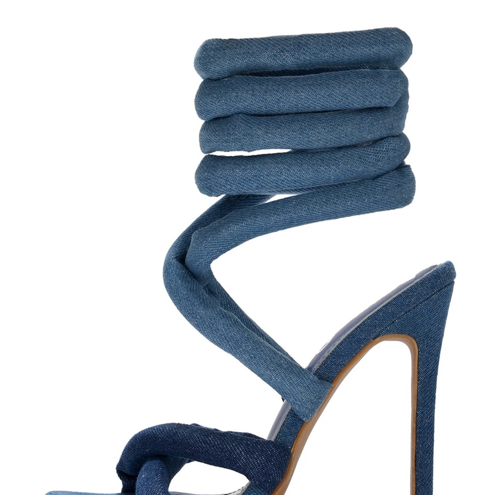 Cape Robbin Denim Blue Strappy Astrid Heels - Picture 2 of 6